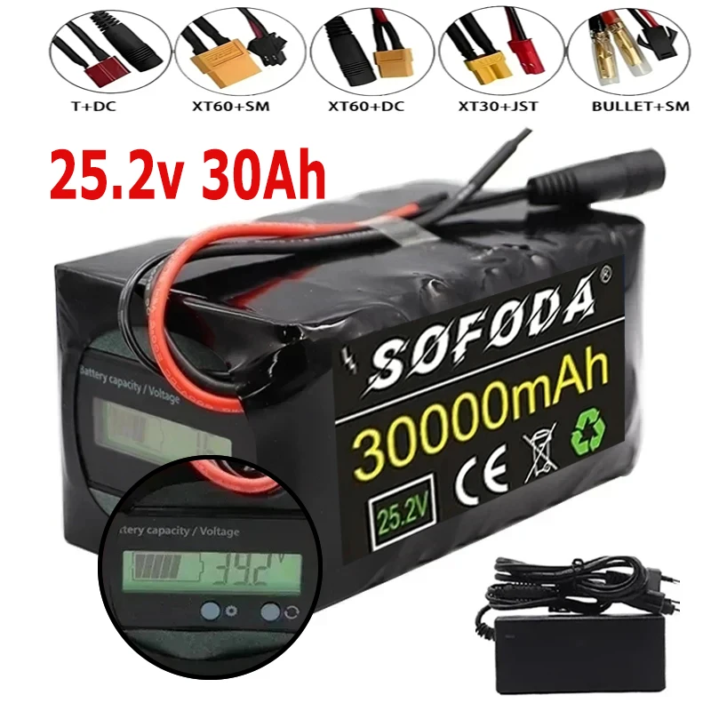 

24V Battery 6S4P Battery Pack 30Ah Rechargeable Lithium Battery for Ebike Electric Bicycle With Capacity Indicator&BMS+Charger