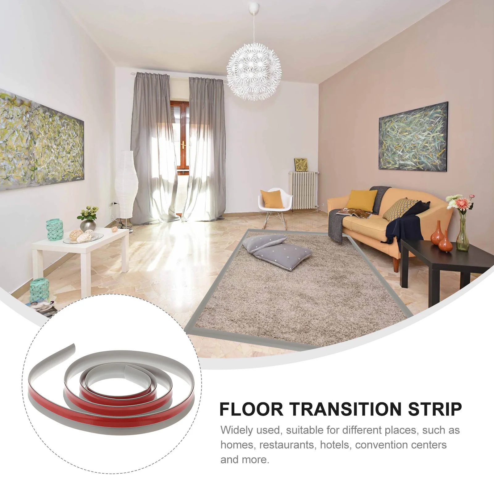 شريط انتقال أرضي بطول 2 متر، واقي حافة PVC مرن ذاتي اللصق للبلاط في الفنادق، حواف عتبة الاستخدام #5