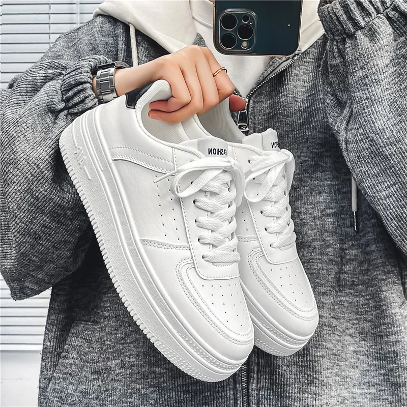 Air Force Couple White Shoes Men and Women Trendy Shoes Autumn Casual All-matching 2023 New Student Pure White Sports Board S...