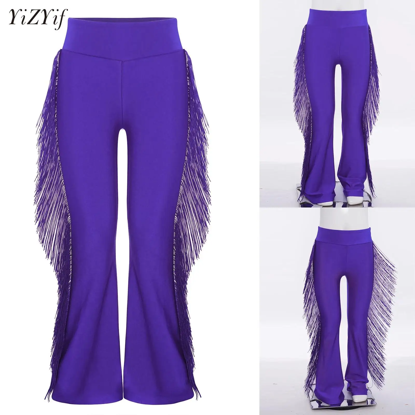 

Boys Latin Modern Ballroom Tango Salsa Samba Trousers Practice Performance Competition Latin Dance Bell-Bottom Pants For Kids