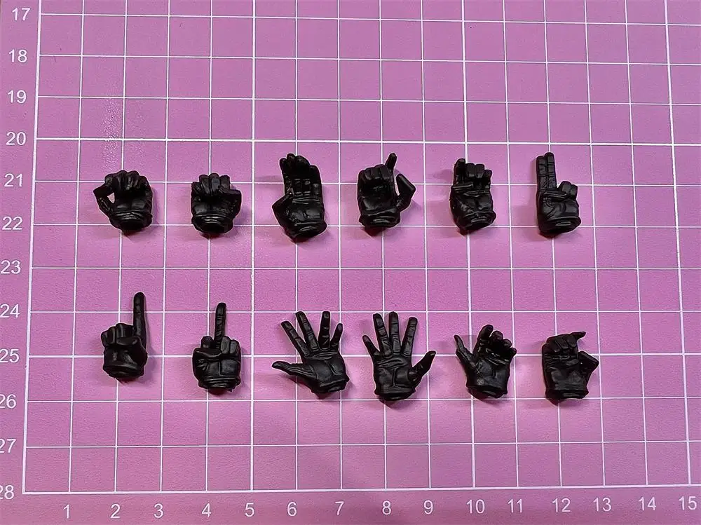 

1/12th 3ATOYS Soldier Doll Skull Black Gloved Hand Types 12PCS/SET PVC Materia Accessories For 6" SHF ANT Body Figure DIY