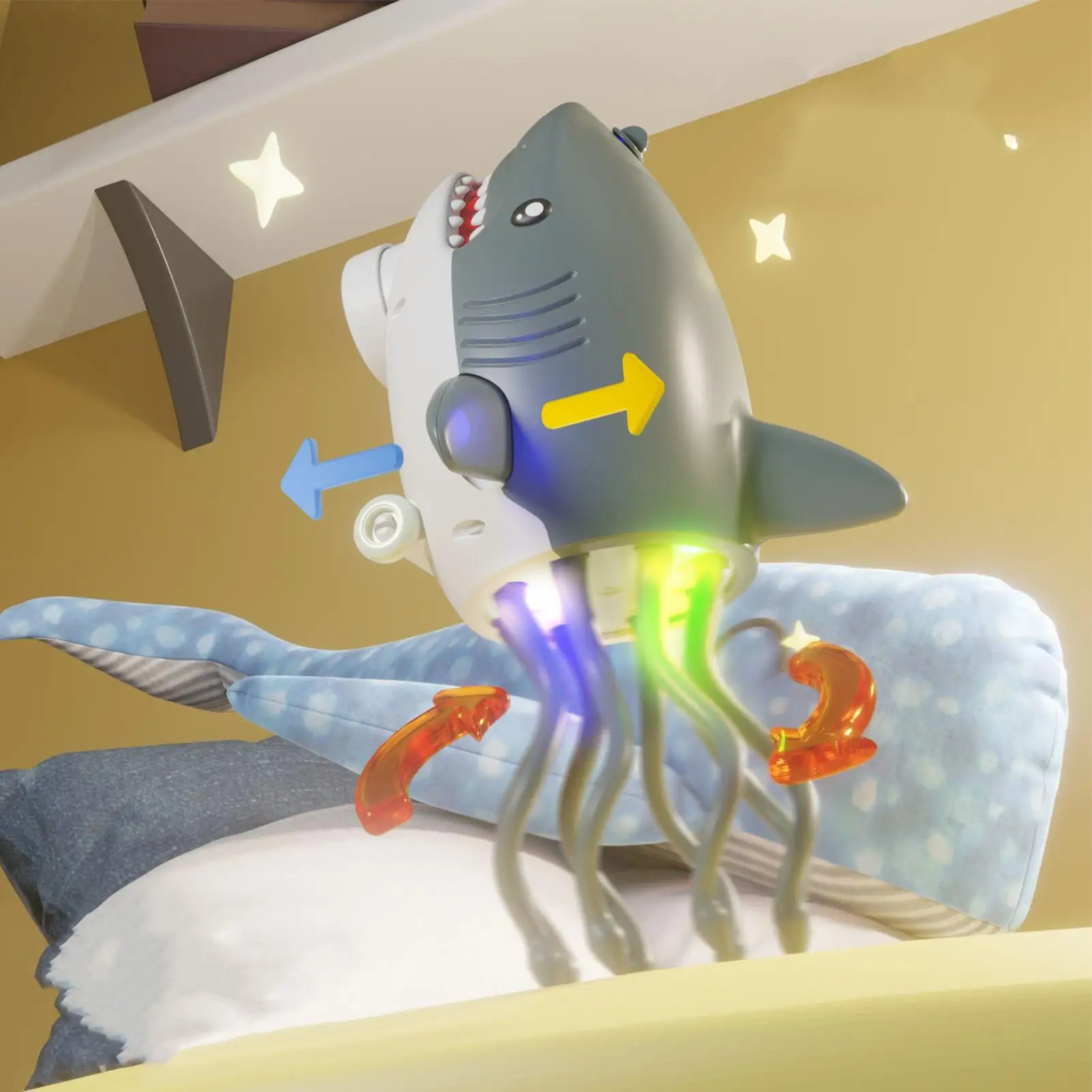 Musical Shark Toy Shark Shape Light Up Proof Doll Animal Soother Toy For Family Kids Boy Party Indoor Kindergarten Home Birthday