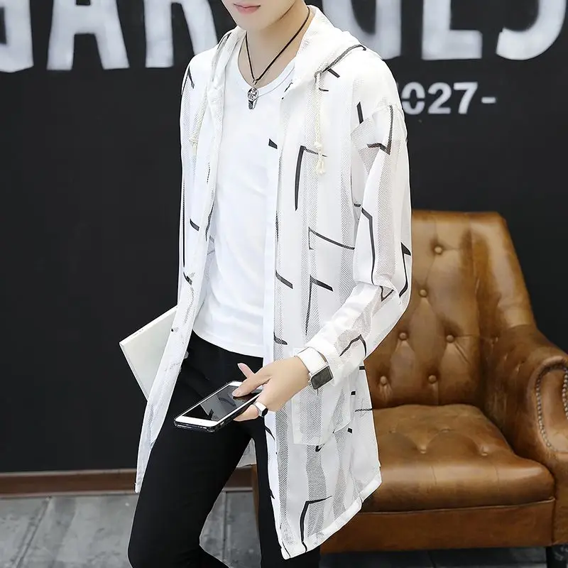 

2025 Summer Men's UV Blocker Shirt Breathable Perforated Ice Silk Windbreaker Coat with UPF50+ Protection​