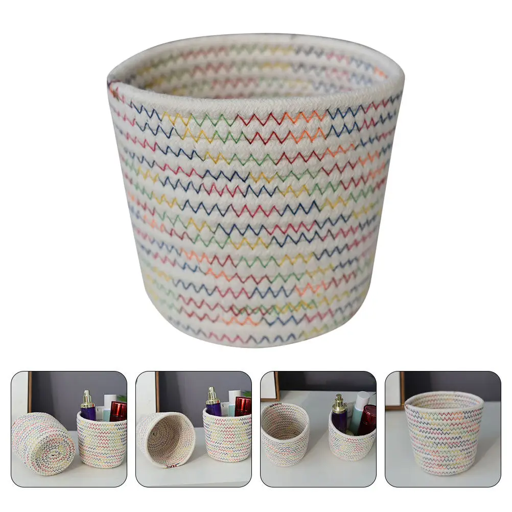 

Настольная корзина для хранения, изготовленная из высококачественного хлопкового каната, для организации рабочего стола и дома, идея для подарка на праздник.