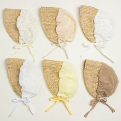 Summer Lace Hat Little Girl Infant Soft Lace Up Straw Bonnet Cap Princess Baby Beach Sun Hats Newborn Photography Props