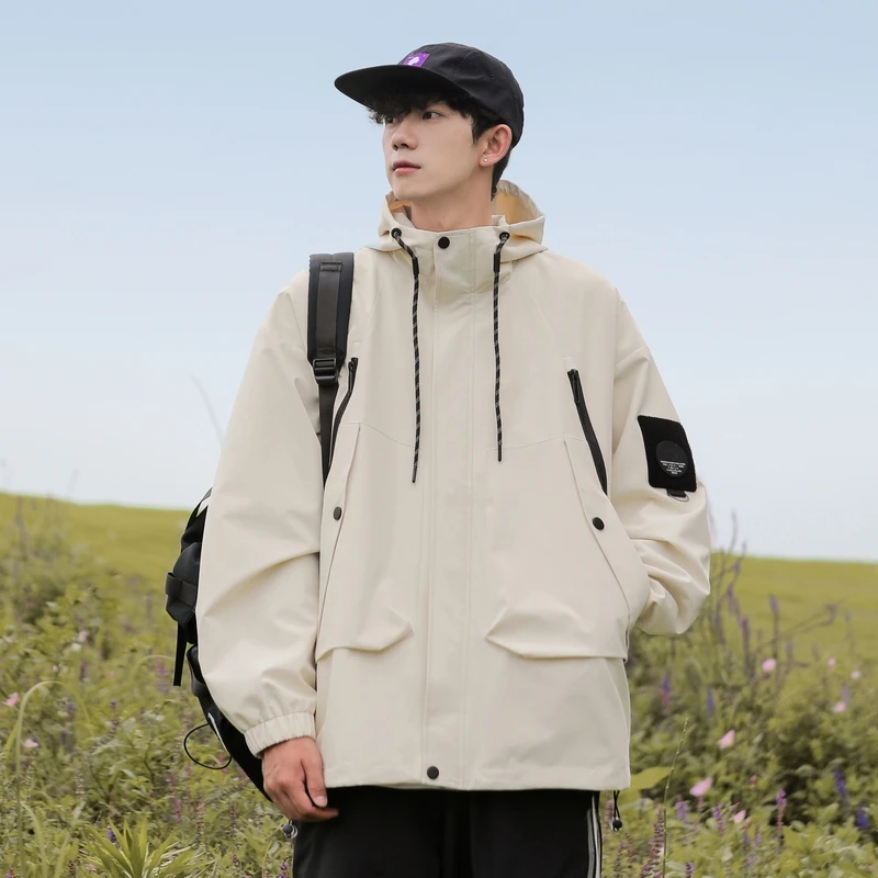 

Весенне-осенняя свободная куртка с капюшоном, повседневная уличная куртка из полиэстера, молодежная модная ветрозащитная куртка на молнии, цветная