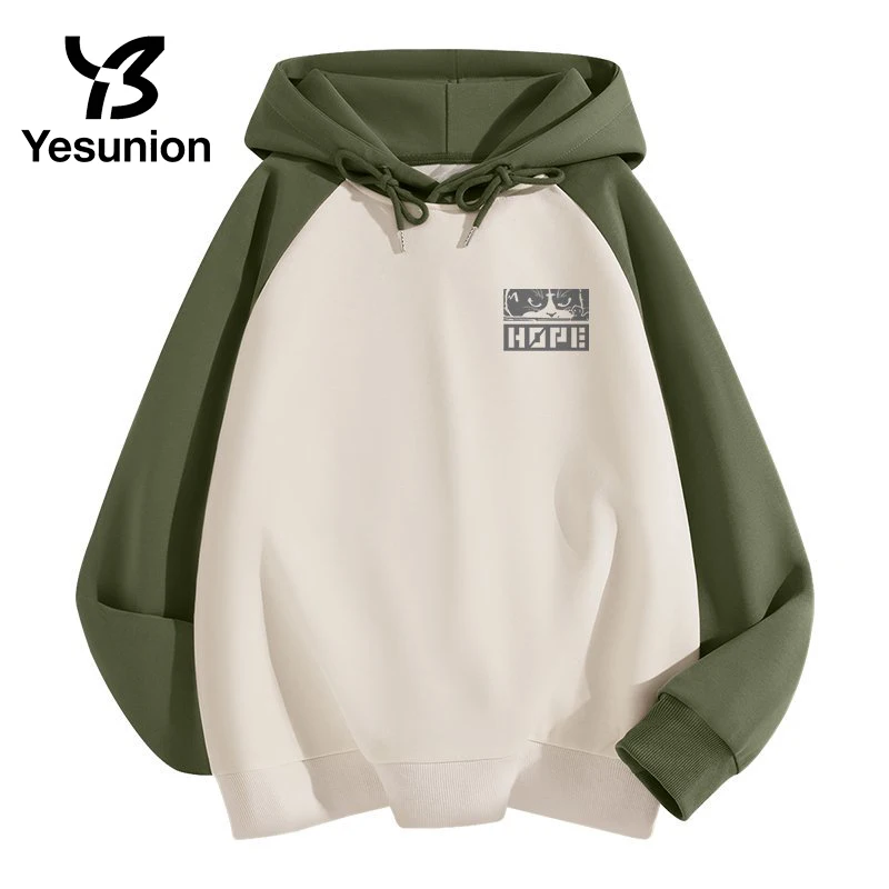 American Printed Style Hooded Sweatshirt Women's Autumn Winter Shoulder Insert Casual Pullover Comfortable Cotton Hoodie