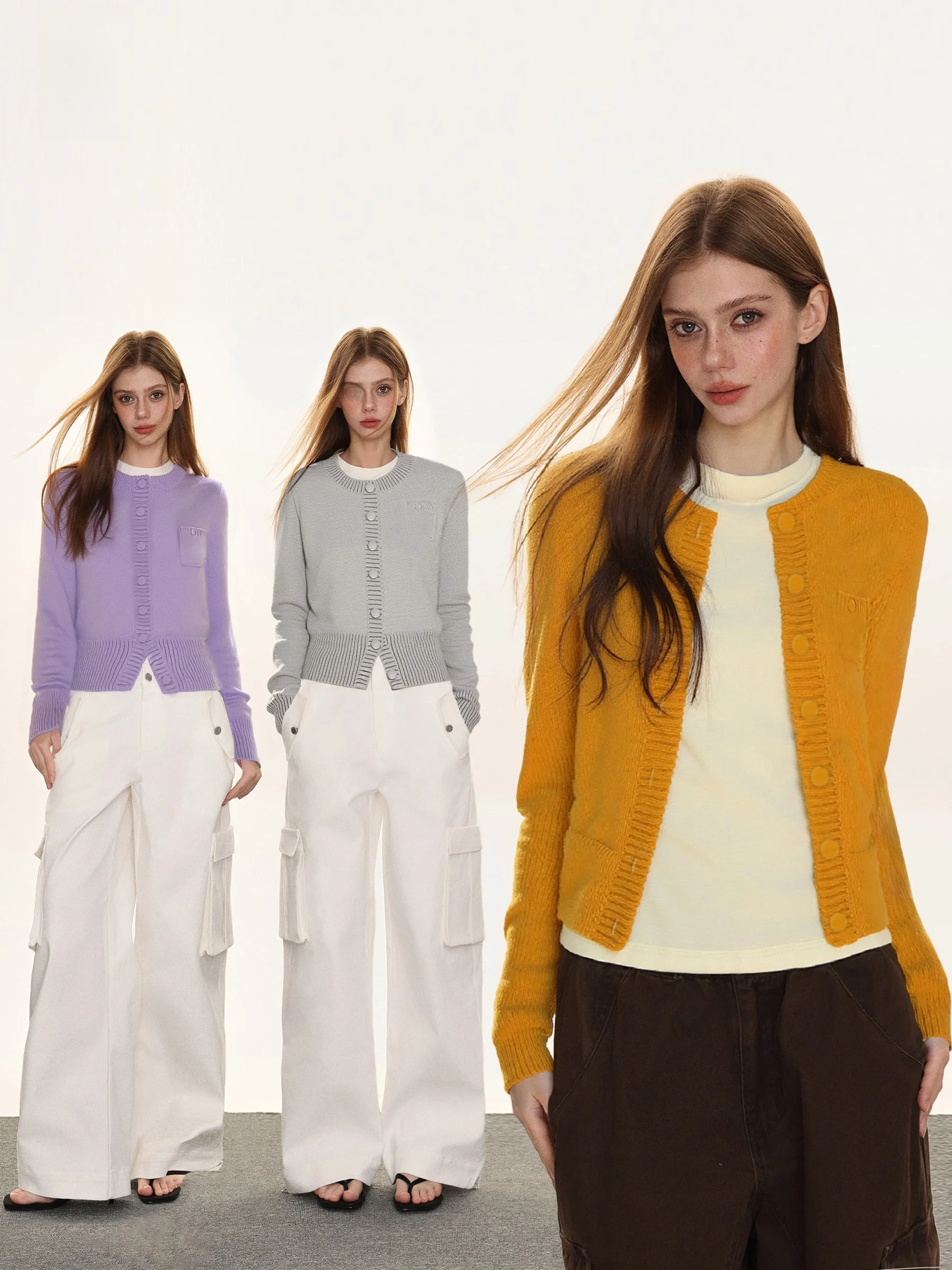 

Женский повседневный вязаный кардиган с круглым вырезом и пуговицами, приталенный дизайн, мягкий вязаный топ для осени, длинный