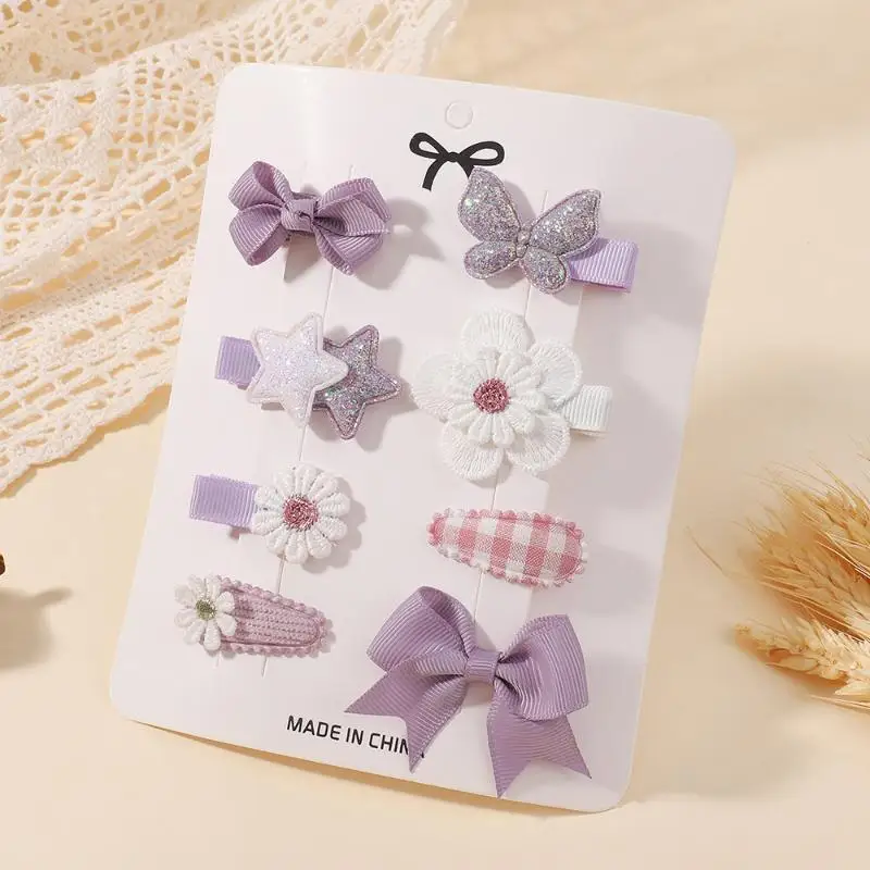 8 Stück Niedliche Frische Haarspangen mit Schleife, Langlebige Blumen- und Stern-Haarklammern für Kleinkinder und Mädchen, Geburtstagsgeschenke – Detail 10