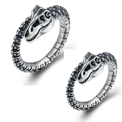 SALONGGFANG 2023 Punk Retro Creative Dinosaur Skeleton Ring Personalized Thai Silver Couple Open Ring Factory