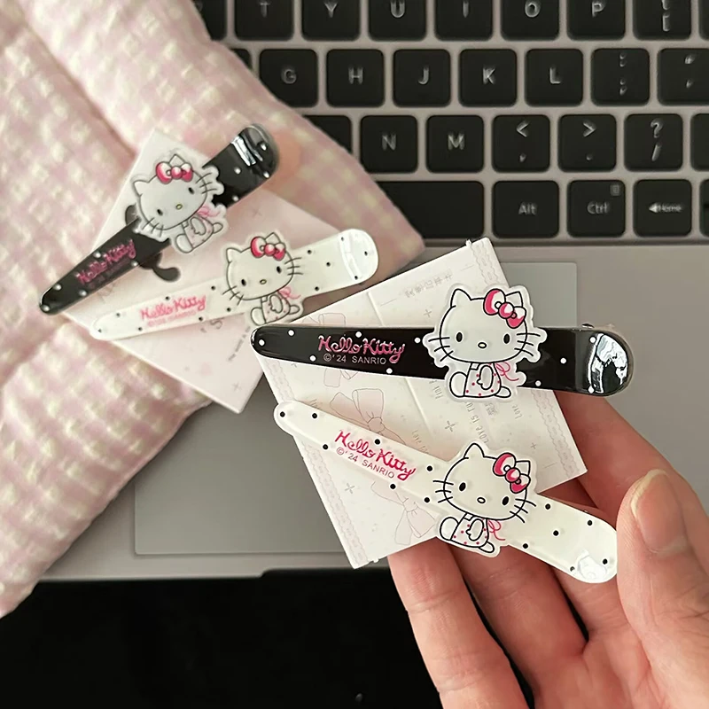 Sanrio 1PC Cartoon Hello Kitty 3D Side Bangs Clip Kawaii Sanrio Hello Kitty Long Hair Clip Girl Cute Decoration Hair Clip Gifts