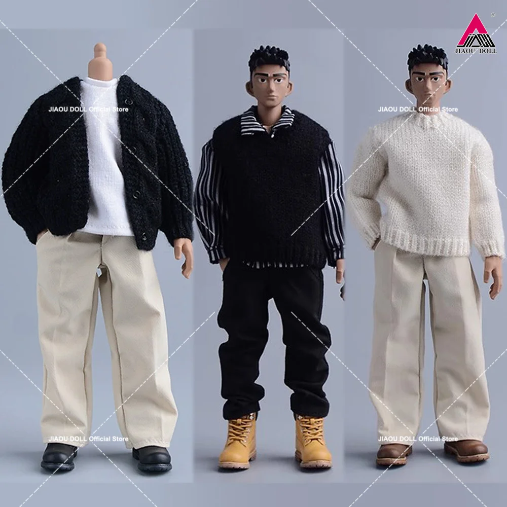 

ATStory 1/12 Male Knitted sweater Jacket Hoodie Coat Vest Long Sleeved/Sleeveless Top Clothes Fit 6'' Action Figure Body Dolls