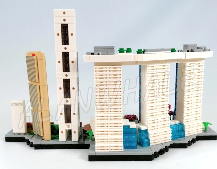 829pcs Architecture Skyline Singapore Marina Bay Sands Lau Pa Sat Fullerton Hotel 20057 Building Block toy Compatible With Model