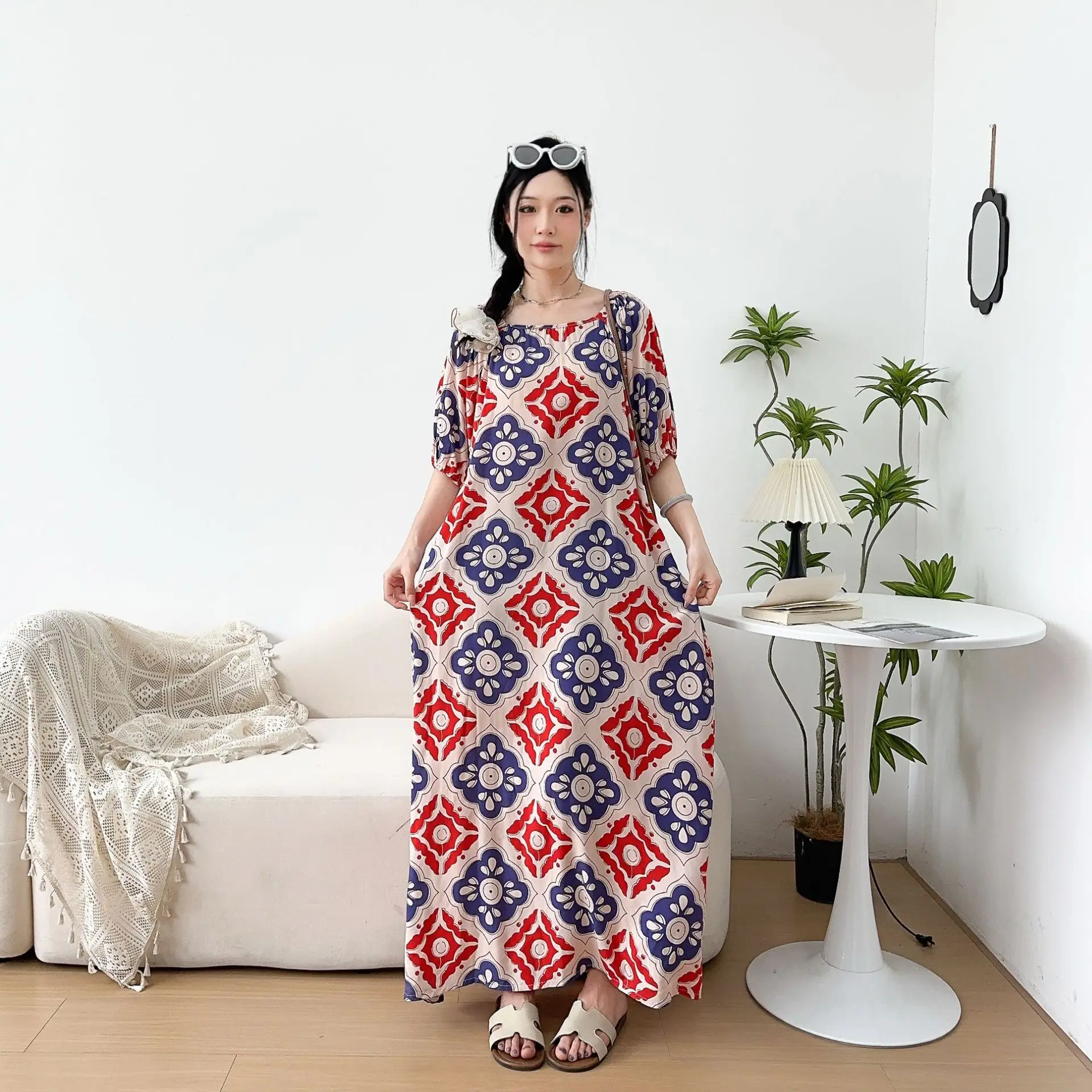 Robe mi-longue florale en Voile de coton de qualité supérieure pour femmes, taille portefeuille d'été élégante, ligne a, robes Maxi longues