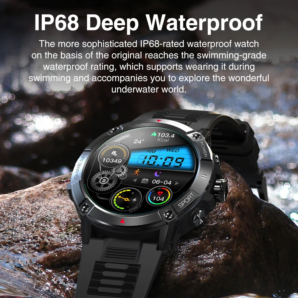 Relógio inteligente para homens, esportes ao ar livre, chamada de dente azul, pulseira de monitoramento de saúde, bateria 400mAh, impermeável 2023 Smartwatch, novo