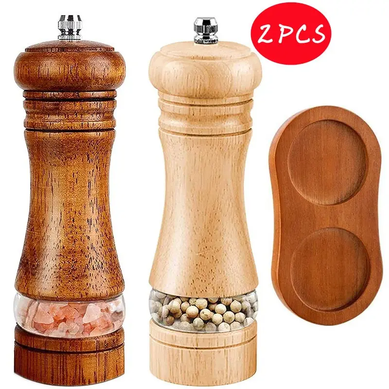 6 Inches Zout En Pepermolen Sets Pepermolen Handleiding Vers Gemalen Kruiden Fles Keramische Kern Massief Houten Pepermolen