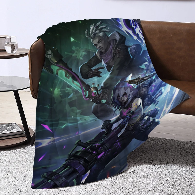 

Anime League of Legends Jinx Arcane Lux MissFortune LoL Blanket Throwing Soft Plaid With Print Microfiber Bedding Sofa Quilt