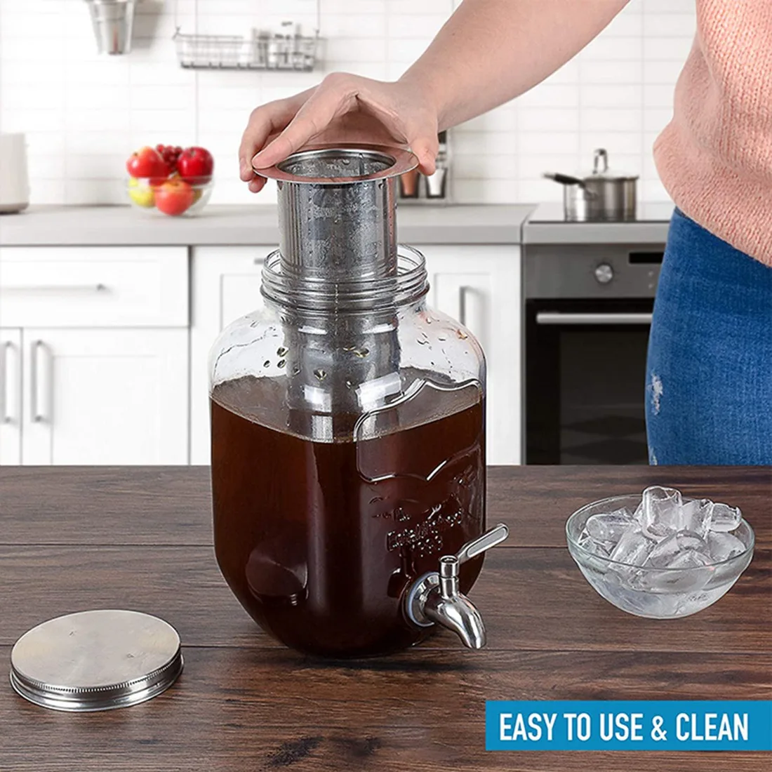 

A61I Coffee Filter For Wide Mouth Mason Jar, 304 Stainless Steel,Ultra Fine Mesh,Tea And Fruit Infuser,Tea And Fruit Infuser