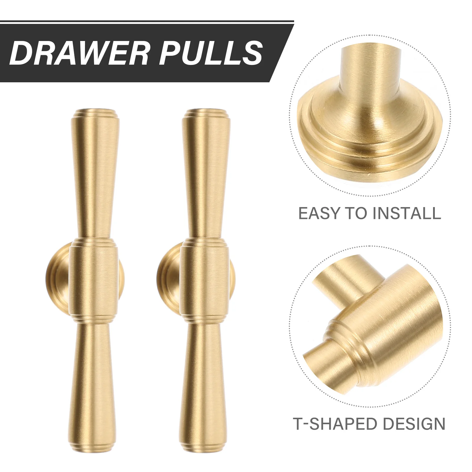 

2Pcs Solid Brass T Bar Pull Handles Smooth Surface No Shape Edges Classic Elegant Furniture Hardwares Drawer Pulls