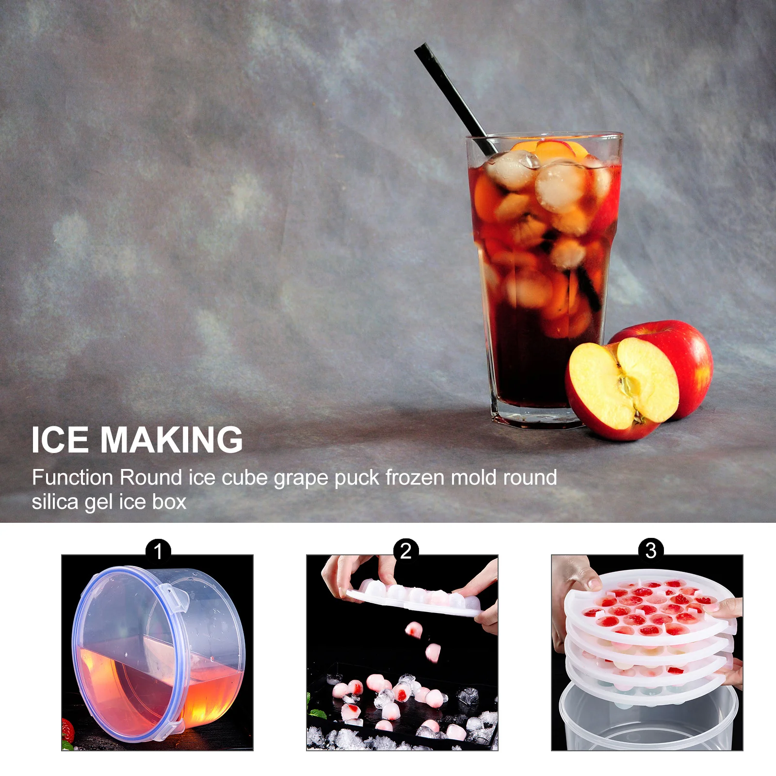 

1Set Silicone Ice Ball Mold High Quality Nonstick DIY Tray for Ice Chocolate Jelly Candy Beverage Making Kitchen