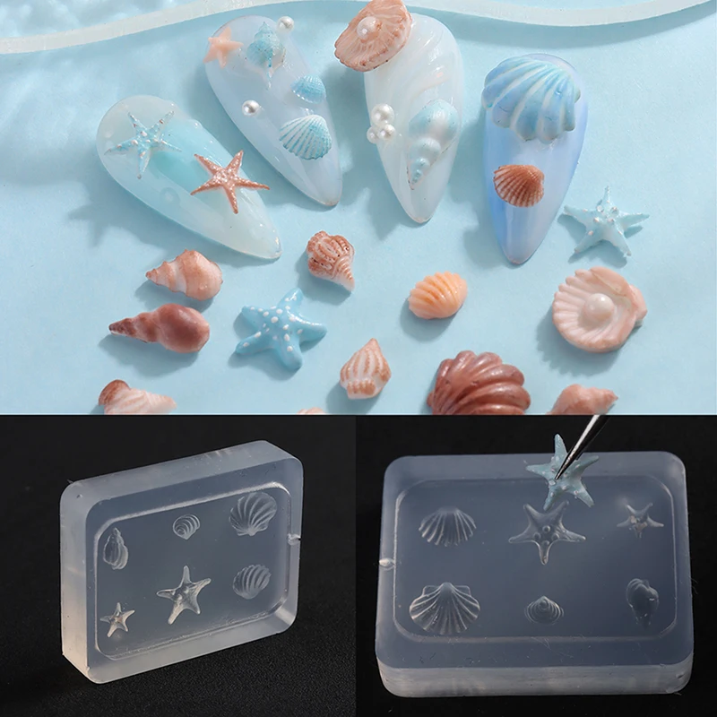 Nail Art Soft Silicone Mold Shell Conch Molds 3D Silicone Carved Ocean Style DIY Nail Design Template Nail Accessories For Salon
