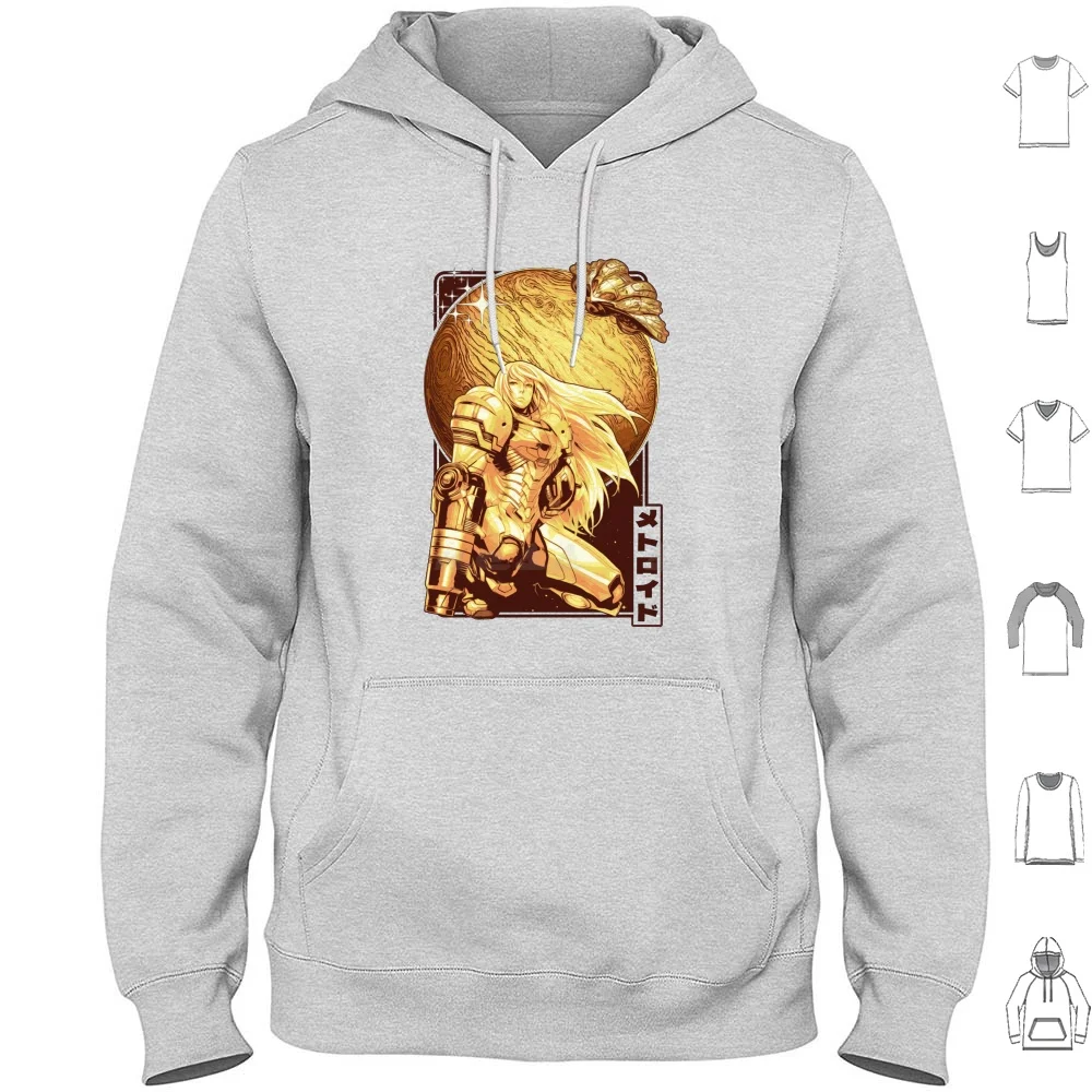 Interstellar Bounty Hunter sudaderas con capucha remasterizadas de manga larga Metroid Samus Samus Aran Aran Gaming Super Metroid Retro Snes