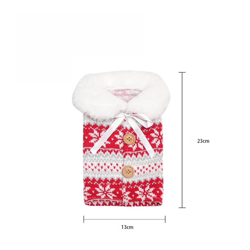 4pcs/set Knitting Wine Bottle Bags 13*23cm Reusable Material Packaging Pouch For Christmas Party Table Decorations