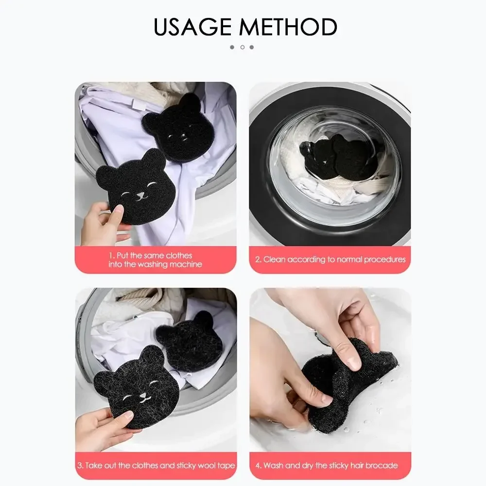 2 in 1 Pet Hair Remover Bear Shape Laundry Ball Washing Machine Lint Catcher Reusable Clothes Sofa Cat Dog Hair Cleaning Sponge