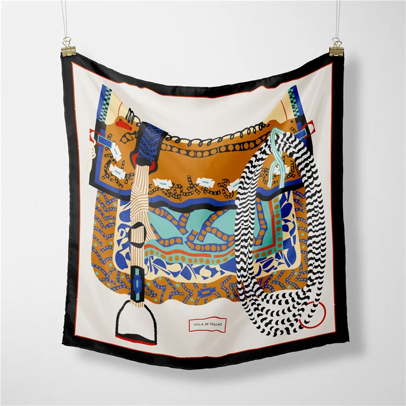 53 سنتيمتر ماركة الأوشحة الحريرية اللون الحصان 100% وشاح حريري النساء شالات الفاخرة تصميم الحجاب وشاح موضة أوشحة مربعة منديل #4