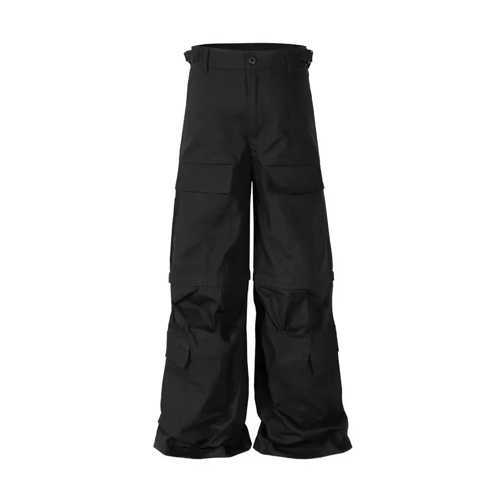 American High Street Faion Flared Cargo Sle Wide Leg Pants Bell Bot Multi ket Zipper Detachable Workwear Trousers