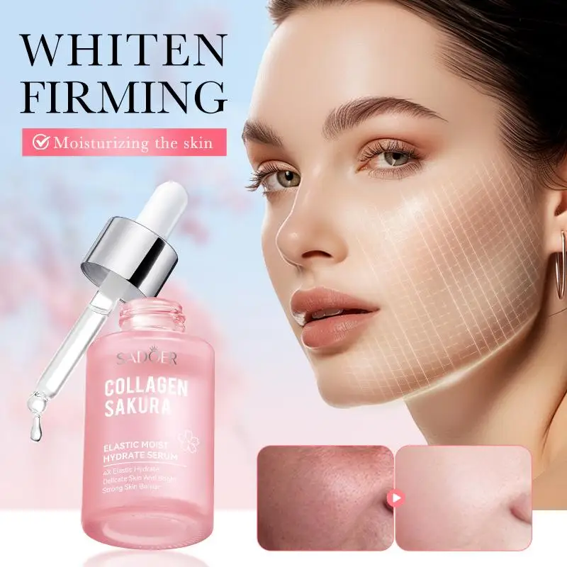 

SADOER Sakura Collagen Moisturizing Essence Nourishing Rejuvenation Skin Facial Serum Vitamin C Tightening Lifting Skincare 30ml