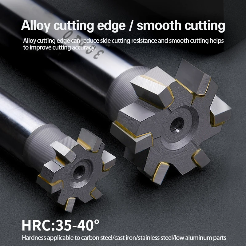 Welded Alloy T-Slot Milling Cutter Tungsten Steel YG8 Rough Inserted Straight Shank For Hardness Metal Keyway Endmills Tool