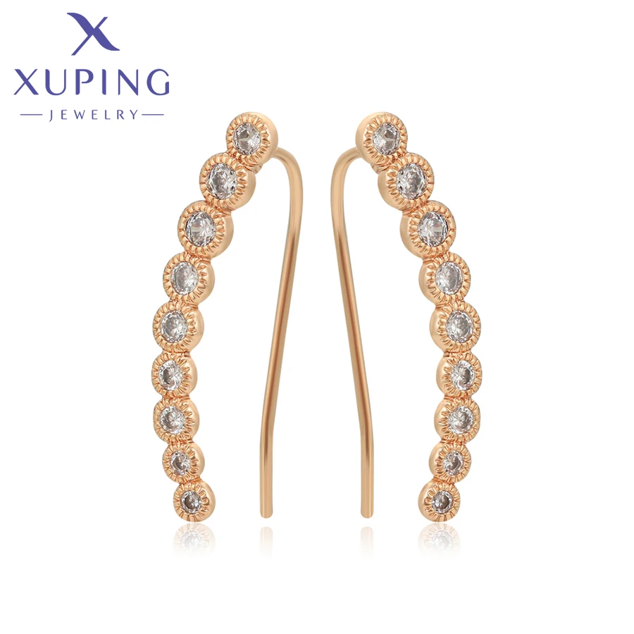 Xuping Jewelry Fashion Simple Round Stone Gold Color Huggies Earrings for Women School Party Gift X000909245