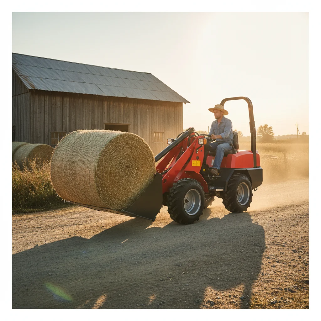 

Мини-погрузчик дизельный гидравлический 1 тонна для фермерских, садовых и строительных работ - универсальный компактный трактор с ковшом-грейфером