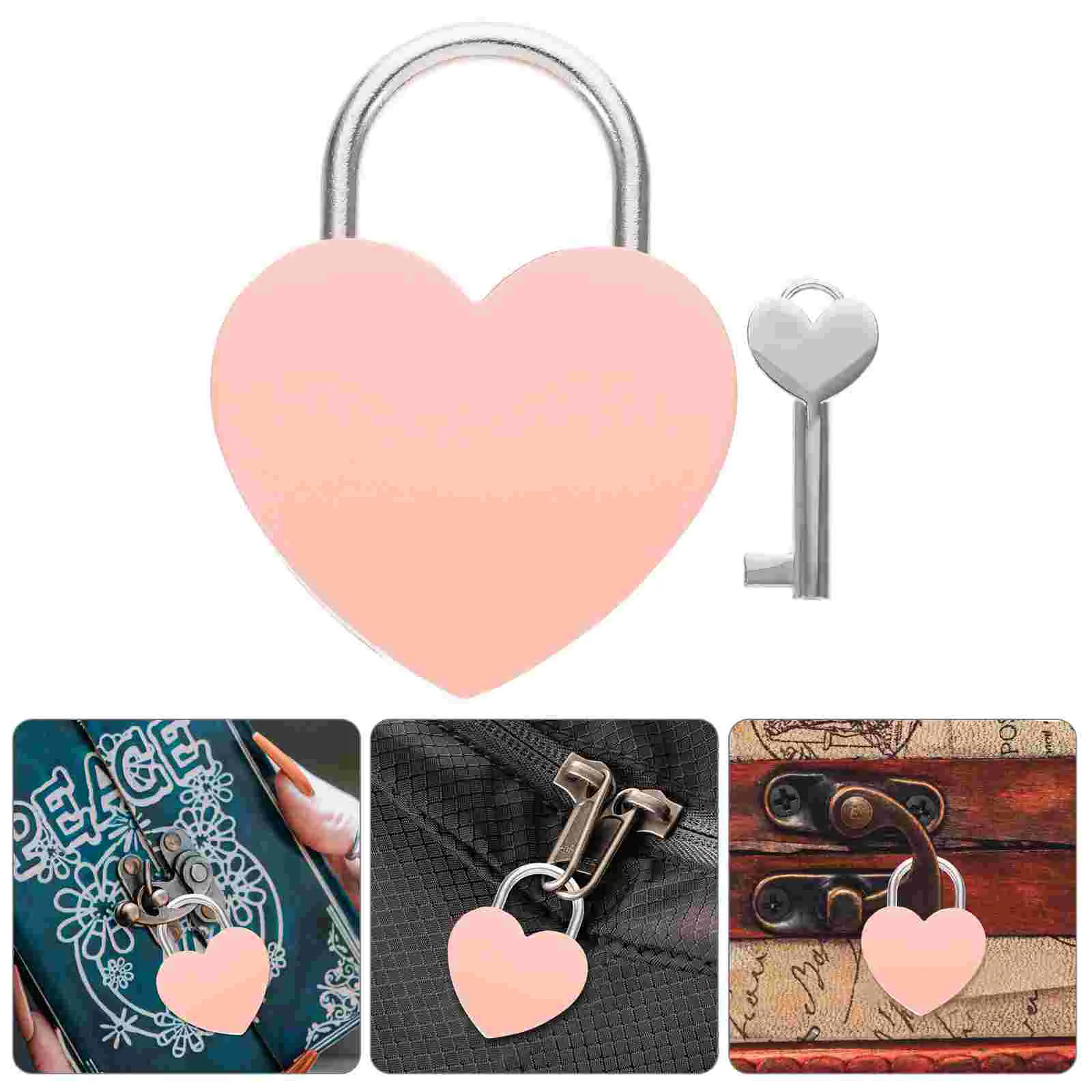 Heart Lock Locker Padlocks Suitcase Key Small Zinc Alloy Luggage Lovers Vintage