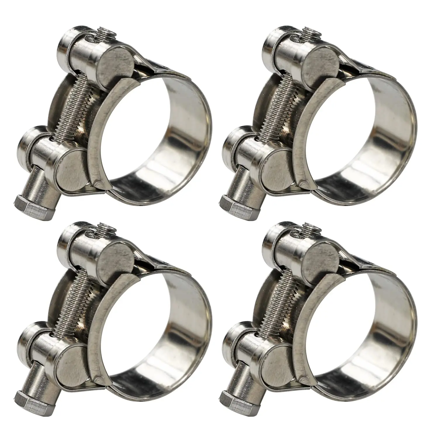 4PCS Exhaust Pipe Clamp 304 Stainless Steel T Bolt Hose Clamps 17-174mm Motorcycle Welding Clip Sealing Tool Fastener Tube Clamp