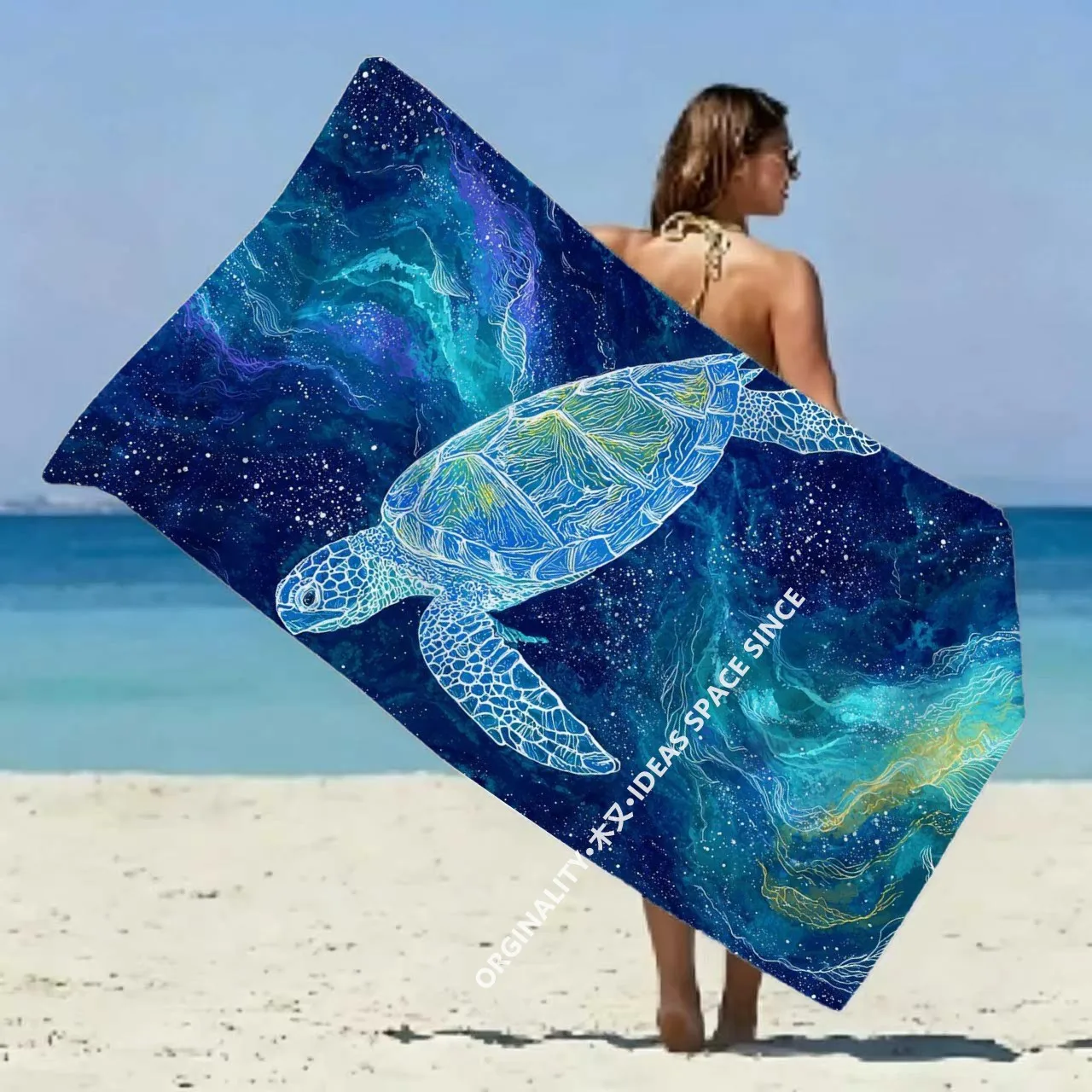 

Sea Turtle Starry Ocean Beach Towel Patterned Sunscreen And Windproof Suitable For Swimming Pool Camping Travel