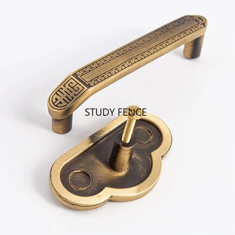 Chinese Style Metal Wire Drawing Antique Style Handle Solid Wood Furniture Drawer Cabinet Door Brushed Hardware Accessories