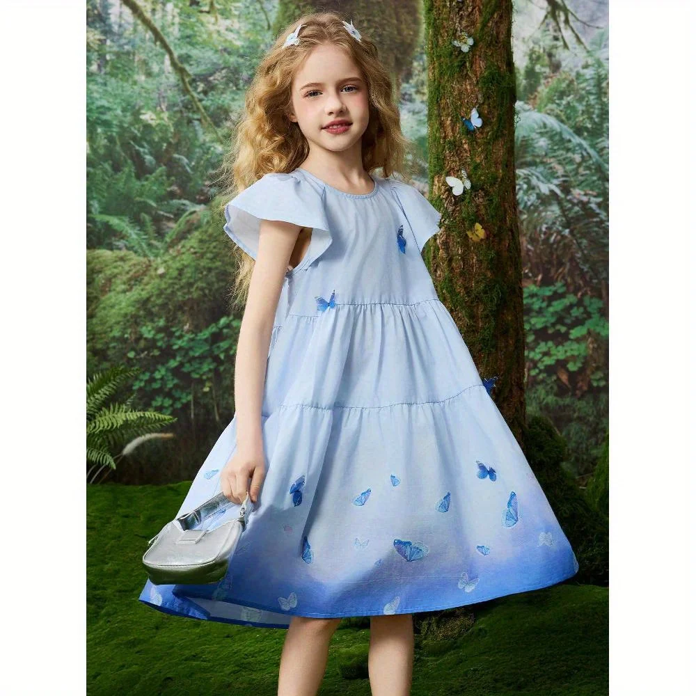 فستان الأميرة الصيفي بأكمام طائرة صغيرة من Tween Girls، تغيير تدريجي على شكل فراشة #3