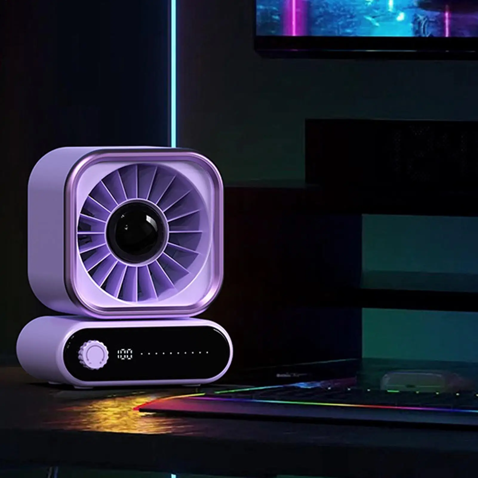 

USB Desk Fan Auto Shaking Tabletop Cooling Gadget Wide Angle Desktop Personal Fan For Bedroom Nightstand Dormitory Apartment