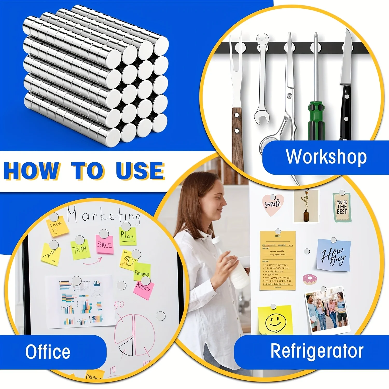 10/20/50 قطعة 10x1 مللي متر مغناطيس دائري رفيع للغاية ، قرص مسطح كبير قوي للحرف اليدوية والعلامات ومشاريع ذاتية الصنع #1