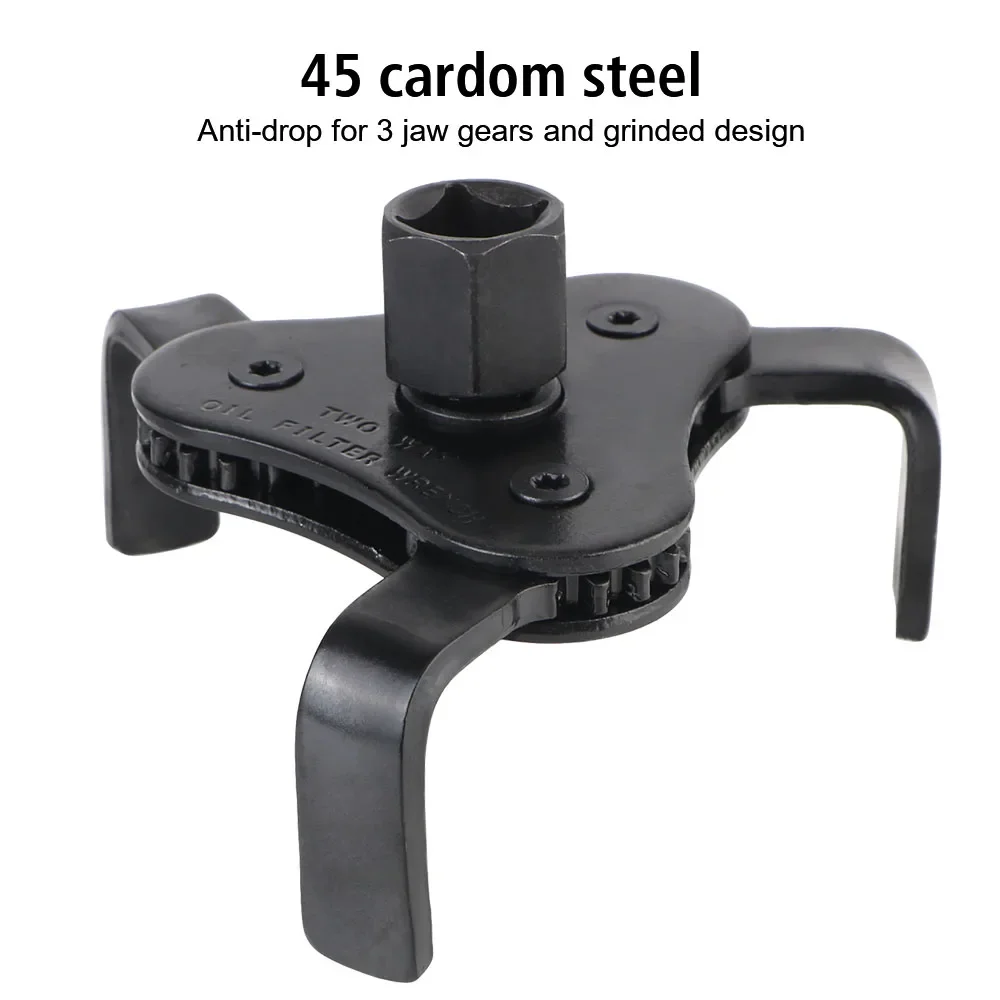 مفتاح ربط فلتر الزيت قابل للتعديل مع مفتاح إزالة فك 3 فكي من 2-1/2 بوصة إلى 4.5 بوصة مجموعة أدوات مفتاح ربط فلتر الزيت العالمي