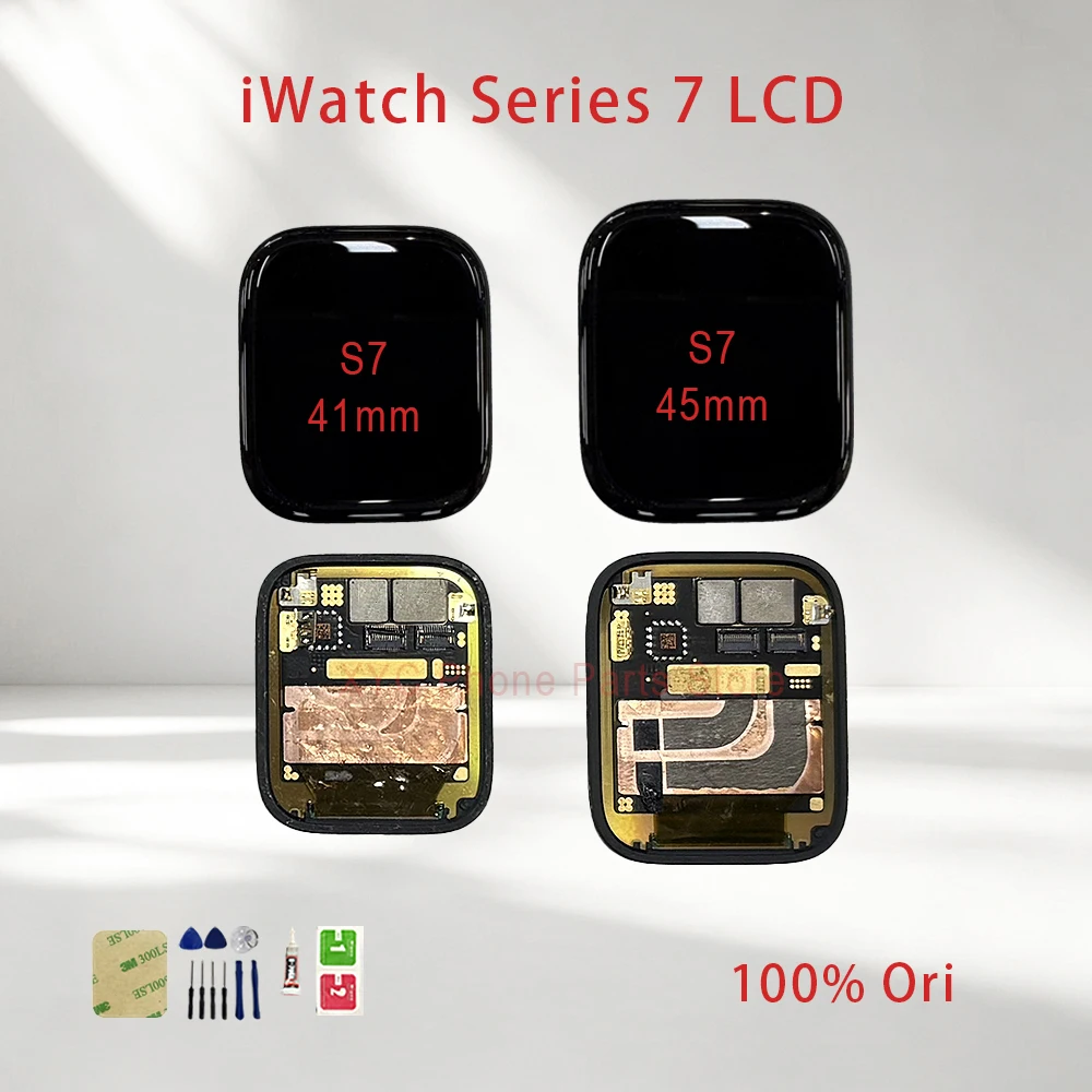 41mm 45mm LCD Touch Screen Digitizer Assembly For iWatch Series 7, S7 Display Replacement With Adhesive Tape & Repair Tools