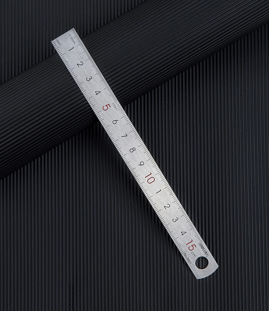 Deli Edelstahl-Metall-Lineal 15/20/30cm Gerade Lineale für Schulkinder Präzisionsmess- und Zeichenwerkzeug – Detail 6