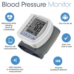 Family LCD Display Wrist Blood Pressure Monitor Tonometer Tensiometer Automatic Digital Pulsometer Sphygmomanometer