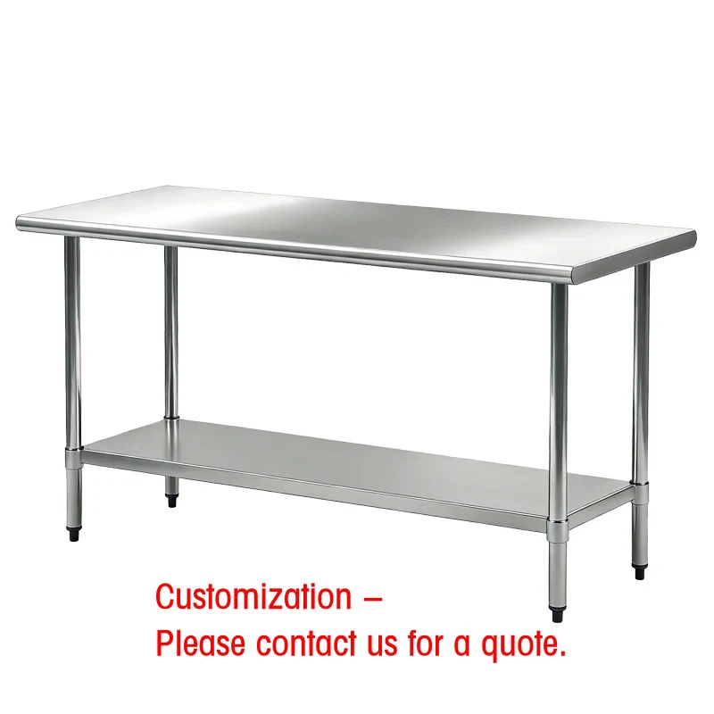 custom.Durable 201 304 Stainless Steel Prep Table Flat Top Design Commercial Catering Equipment Workbench