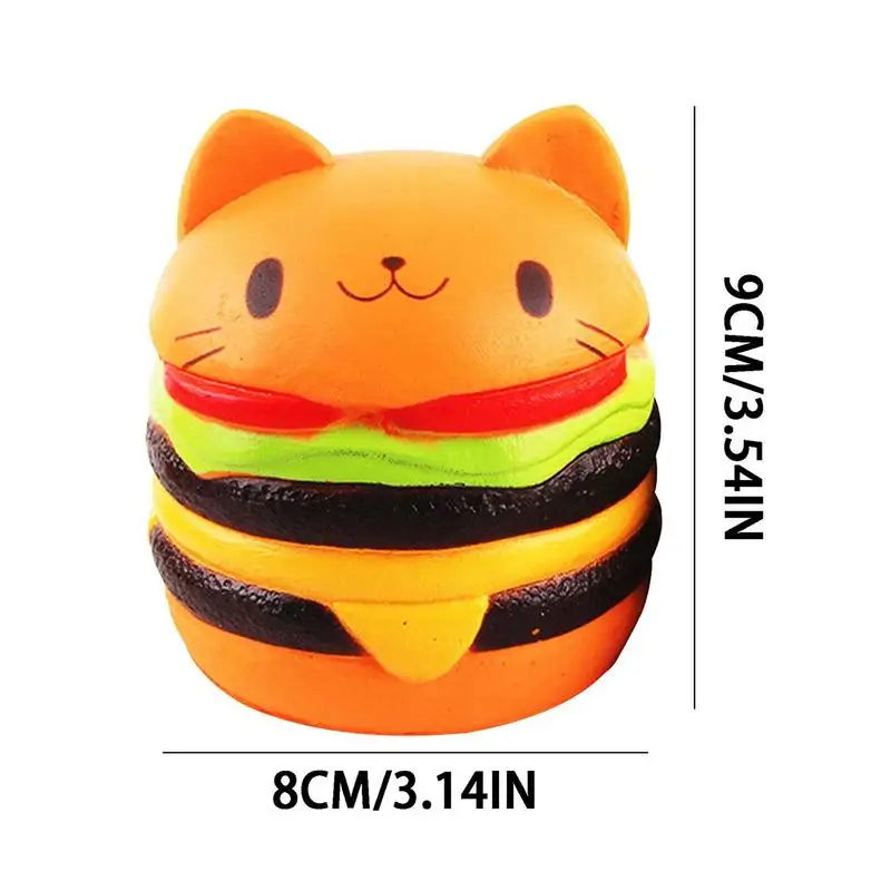 Toy Cat Head Hamburger Soft Safe Stress Relieve Toy Anticompression Ball Squeeze Stress Relief Toy Fun Gift