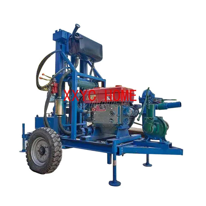 20m Deep Hydraulic  Well Drilling Machine Portable Water Drill Rig Rotary Agriculture Digging Holes With Wheel Trailer