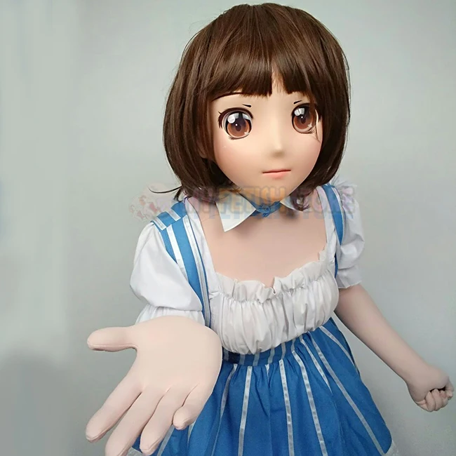 (Jiang35) femme douce fille résine demi-tête Kigurumi Crossdress Cosplay japonais Anime rôle Lolita poupée masque avec yeux et perruque