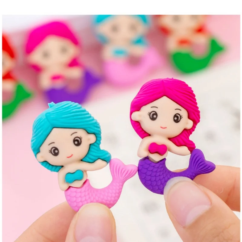 3 Pieces/batch Cartoon Creative Mermaid Puzzle Assembling Eraser Student Christmas Prize Gift Reward Cute Eraser Kawaii Eraser